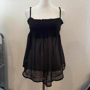 y2k babydoll top with ruffles and beading with babydoll accents